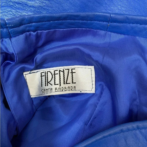 VINTAGE - Bright Blue 1980s Leather Skirt - Picture 2 of 7